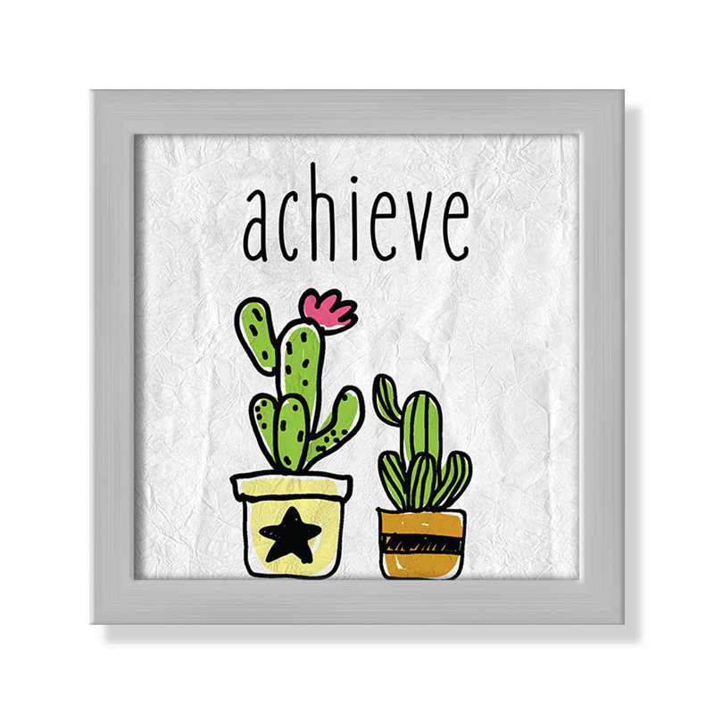 Impression sur papier Cacti C, Encadré de boîte argent, H 8 po x l 8 po x P 1,18 po