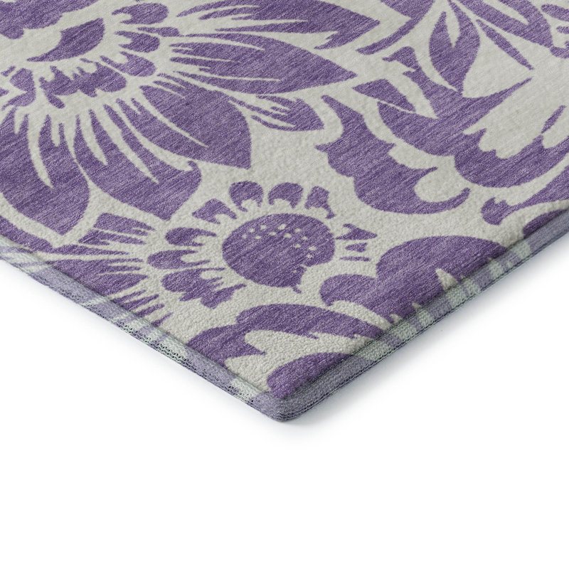Premium Machine Washable Cerrito AMF551 Purple Rug, Round 8'