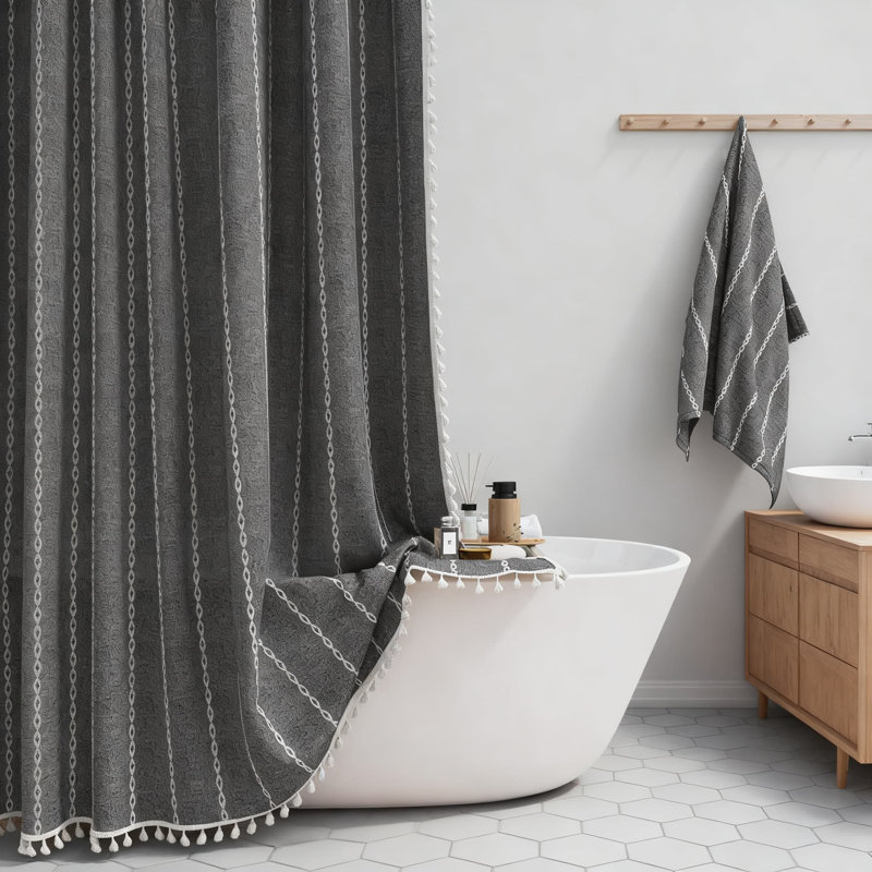 Ensemble de rideau de douche Farmhouse, Gris foncé