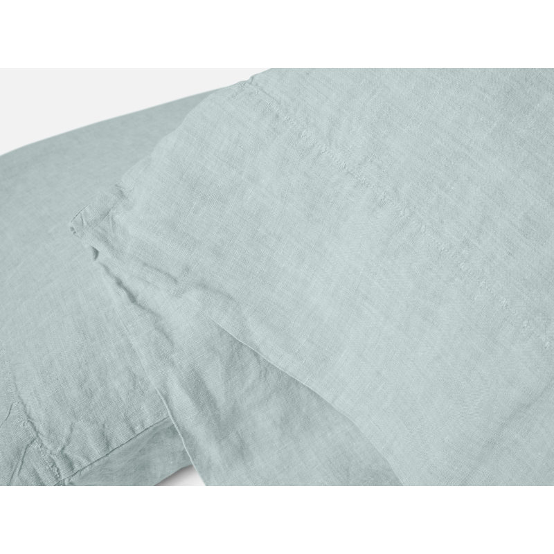 Organic Relaxed Belgian Flax Linen Standard Pillowcase - Set of 2, King Pillowcase, Pacific Blue Chambray