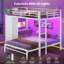 Lit superposé avec bureau, lit superposé double au-dessus de double avec 5 tiroirs de rangement et station de charge, blanc-1362854367
