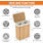 Folding Bamboo Laundry Hamper With Lid And Washable Liner, 28 Gallon Slim Storage Basket For Small Spaces, Foldable Design For Easy Storage