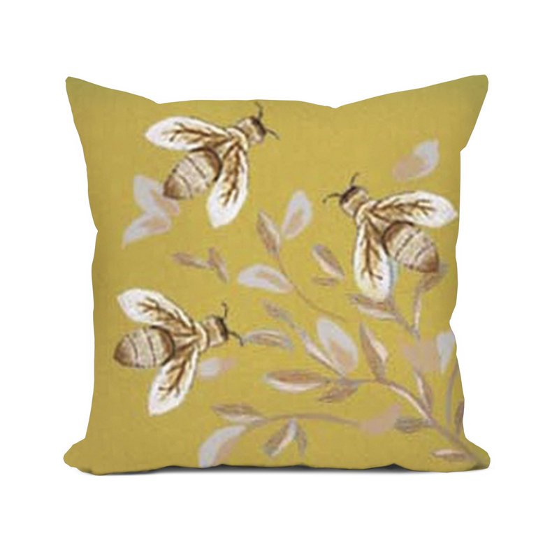 Visions III Bees Indoor/Outdoor Pillow Cover and Insert, Gold