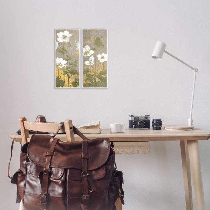 Ensemble de 2 plaques murales de style rétro avec fleurs d'anémone, design par Beth Grove