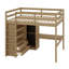 Lit mezzanine en bois moderne, garde-robe intégrée, bureau, tablettes de rangement-129204080