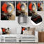 Golden Red Moon Shapes - Art mural abstrait en métal-2103688578