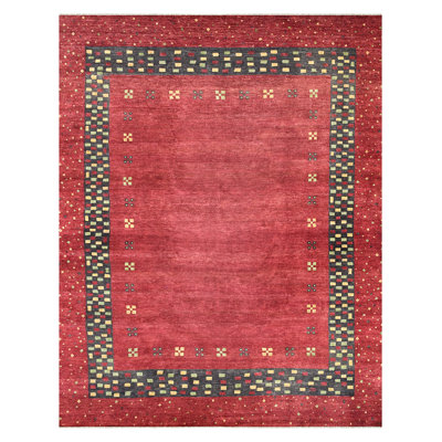 Hand Knotted Wool Southwestern Area Rug in Red