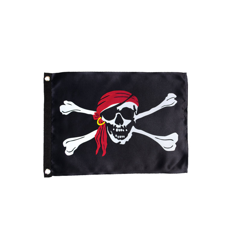 Drapeau Jolly Roger Luster 12 x 18, Noir / Rouge / Blanc