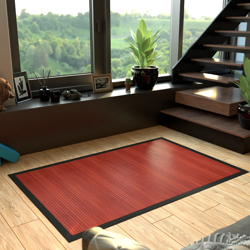 Locher Bamboo Area Rug, Rectangle 4' x 6', Mahogany