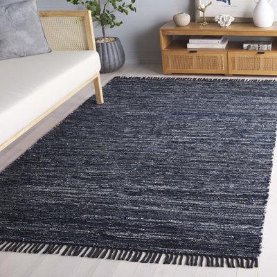Ketter Hand Woven Denim/Cotton Rug in Navy/Black