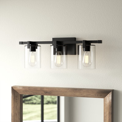 Éclairage pour salle de bain à intensité variable 3 lumières avec abat-jour en verre transparent 24 po Nester