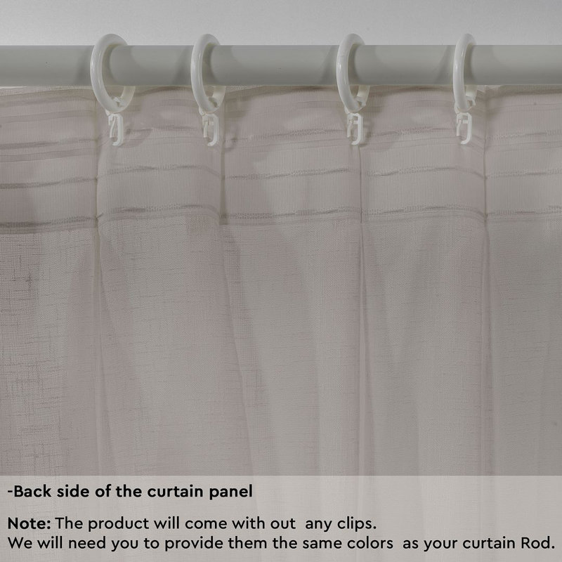 Pinch Pleated Extra Long & Extra Wide Faux Linen Semi Sheer Single Panel, Brown, 75" W x 204" L