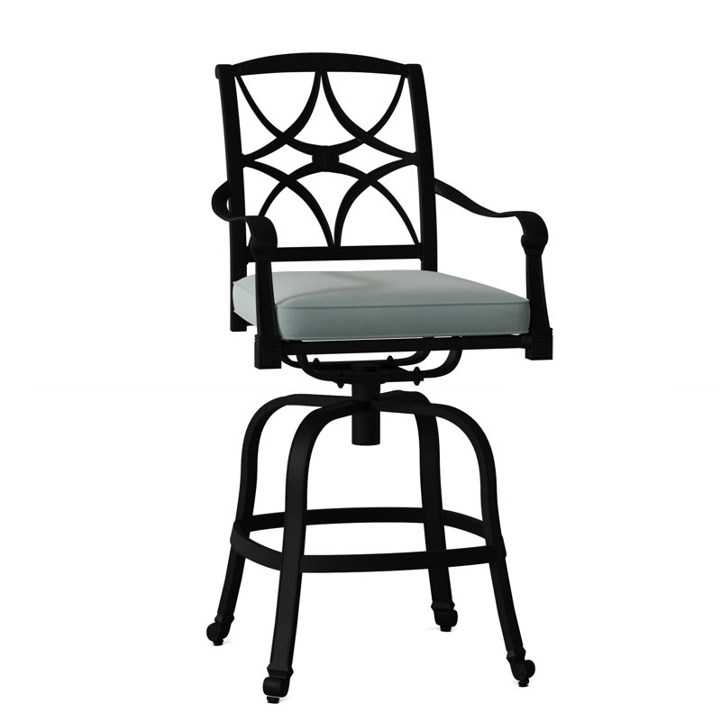 Wiltshire Outdoor Swivel Bar Stool, Canvas Spa Sunbrella® Canvas, Textured Black, 30.25"