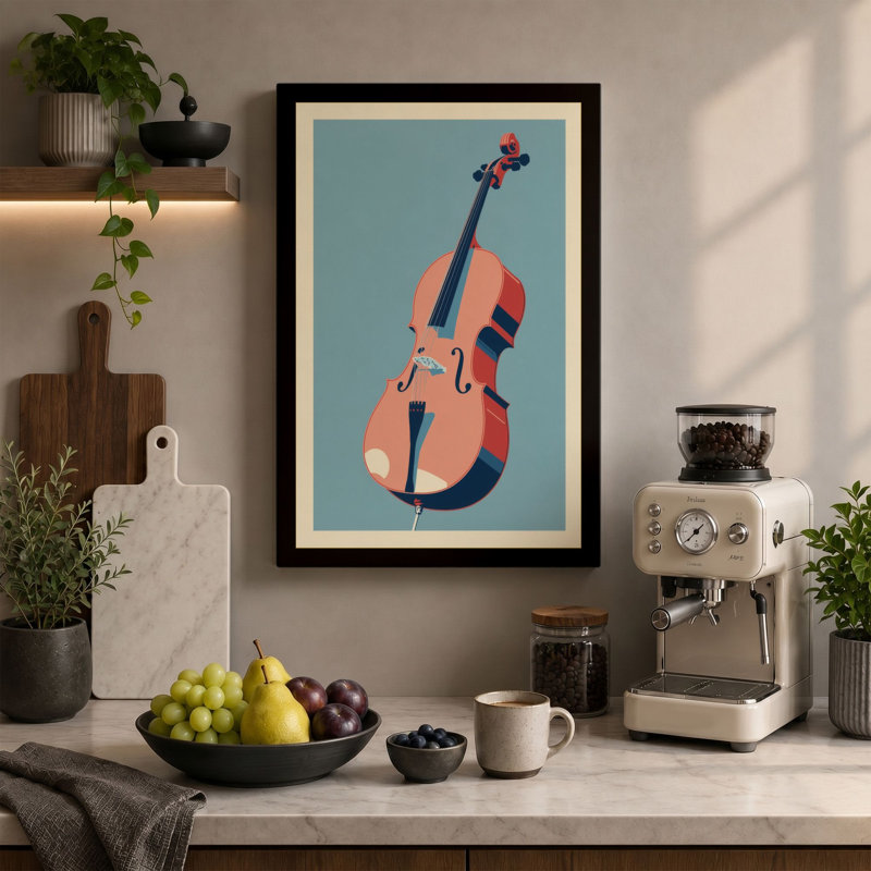 Violin in Stillness Modern - Wrapped Canvas, 36x24 - 91.4 x 61.0 cm, Cream Border