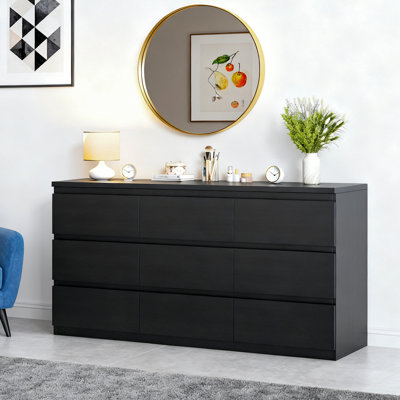 Large Capacity Dresser With 9 Drawers, Anti-Tip Design For Bedroom Storage