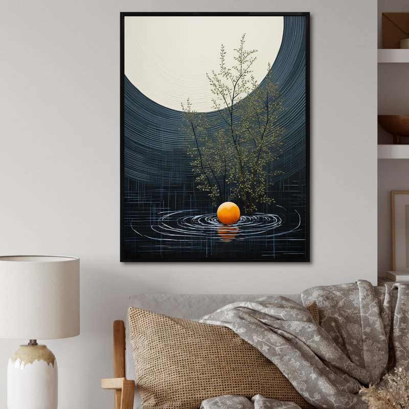 «Latesia Grey Orange Mid Century Minimalist Oasis II», reproduction sur toile, H 32 po x l 16 po x P 1 po