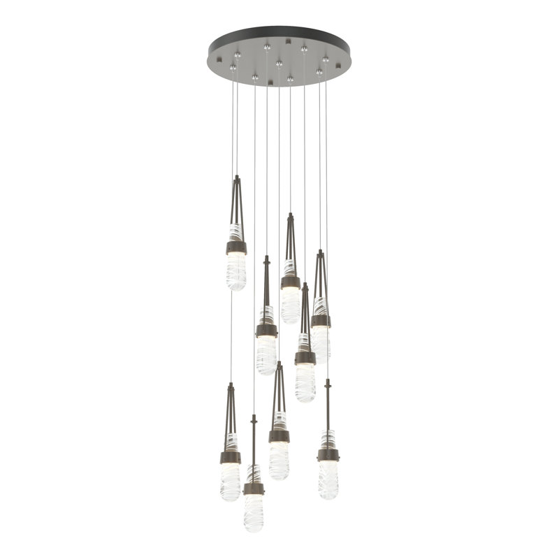 Link 9 - Light Pendant, Dark Smoke, Standard: 19" to 80", Clear with White Threading Glass