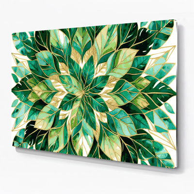 «Botanical Geometric Leaf», art mural en métal beige