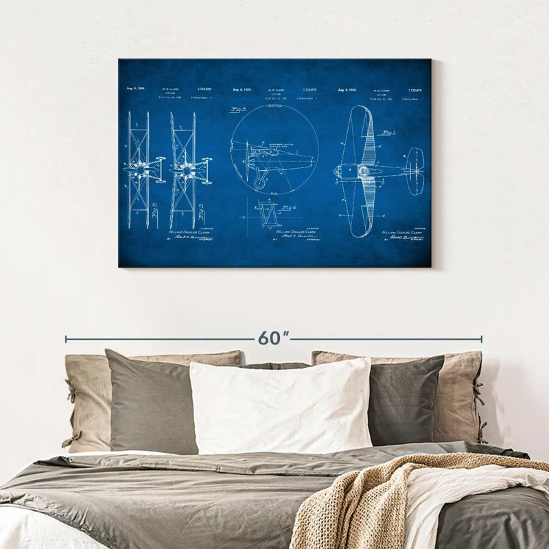 Avion, impression sur toile, H 30 po x l 45 po x P 1,25 po