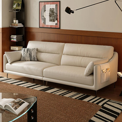 White Genuine Leather Modular Sofa cushion Fourseat