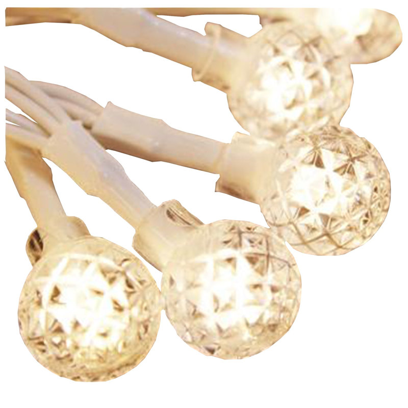 ProductWorks Indoor/Outdoor 300 LED-Faceted Berry String Light Curtain with 8-Function Controller, 6.5ft x 10ft, White