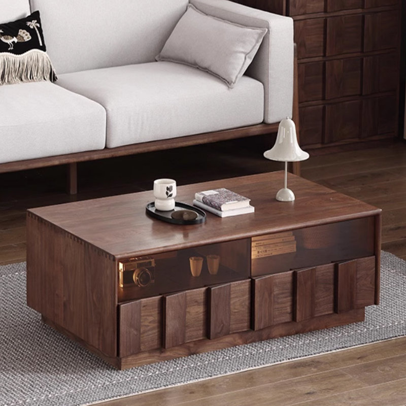 Retro line design solid wood coffee table, 15.74" H x 47.24" L x 25.98" W