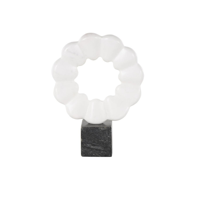 Cole And Grey Marble Floral Inspired Ring Geometric Sculpture With Black Block Base