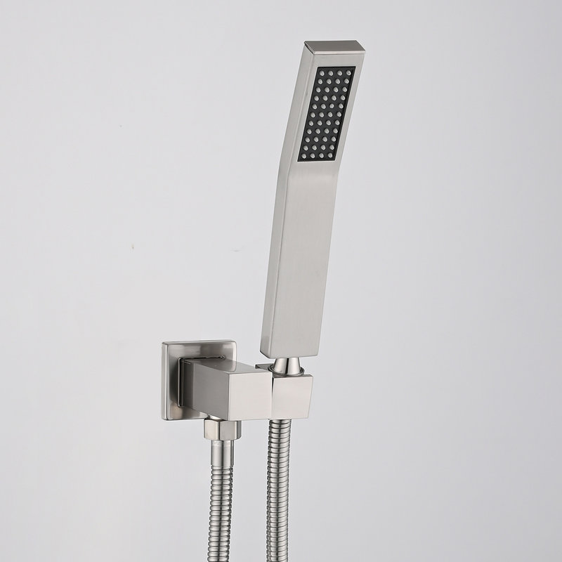 Ceiling Mounted Shower System Combo Set With Handheld And 16"Shower Head, Matte Black