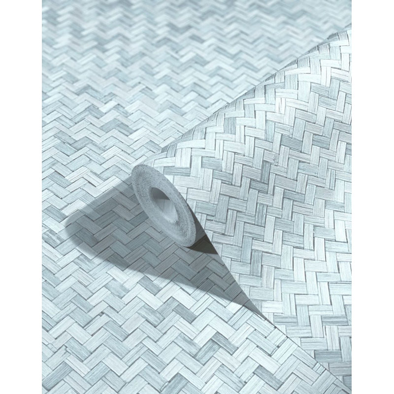 Rouleau de papier peint texturé L 33 pi x l 21 po Jomari, Bleu / Argent