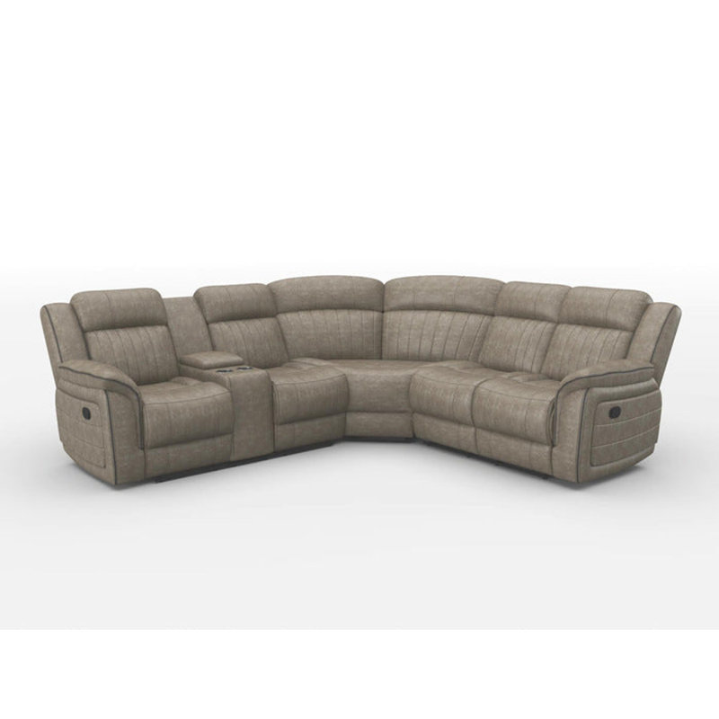 Canapé modulaire inclinable Hisse LAF, Microfibre / microsuède brun sable
