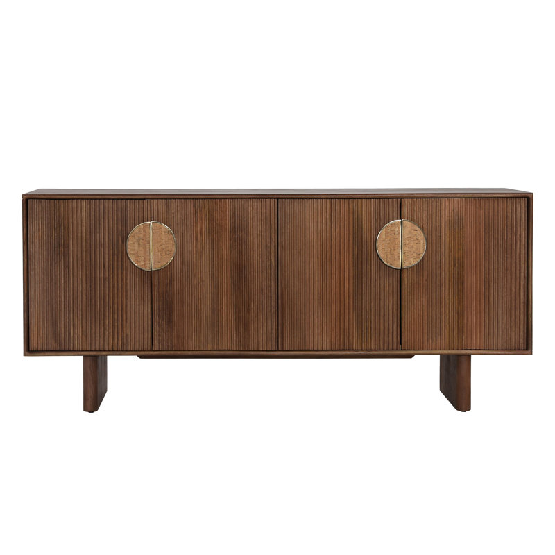 Silvie 69" Wide 4-Dr Mango Wood Sideboard, Medium Brown