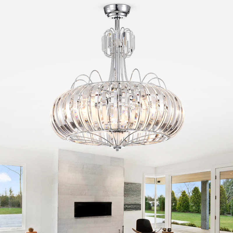 Ventilateur de plafond 28 pales en cristal 28 po avec télécommande et ensemble d'éclairage inclus Chastain