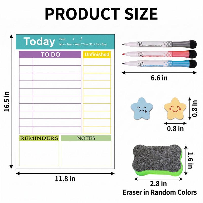 Magnétique calendrier quotidien pour réfrigérateur, paquet de 4, ensemble de planches effaçables à sec avec marqueurs