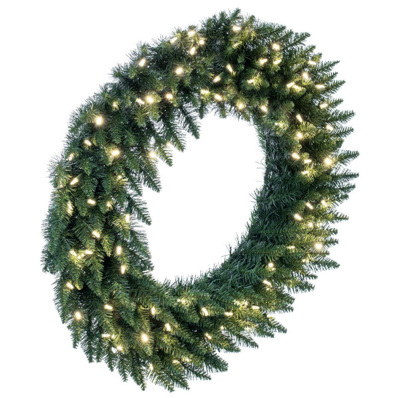 Couronne de sapin artificielle Peabody, H 36 po x l 36 po x P 3 po, Transparent chaud