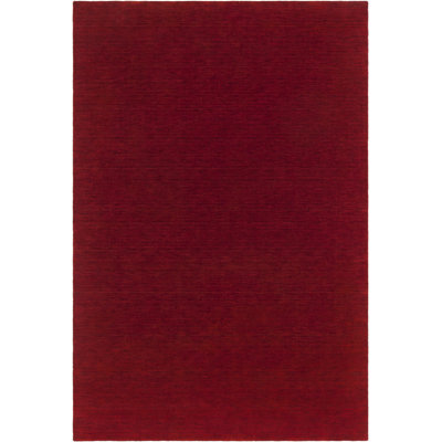 Tapis de zone rouge en laine contemporaine texturée Kai-Chi