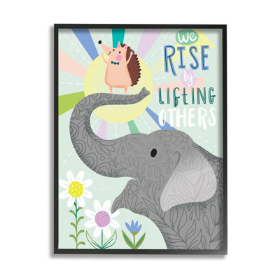 «Rise By Lifting Autres Sentiment Elephant Hedgehog Flowers», art textuel