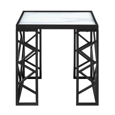 Tempered Glass Top Tables With Metal Frames For Primary Living 3 White Marble Print Tops And Frame