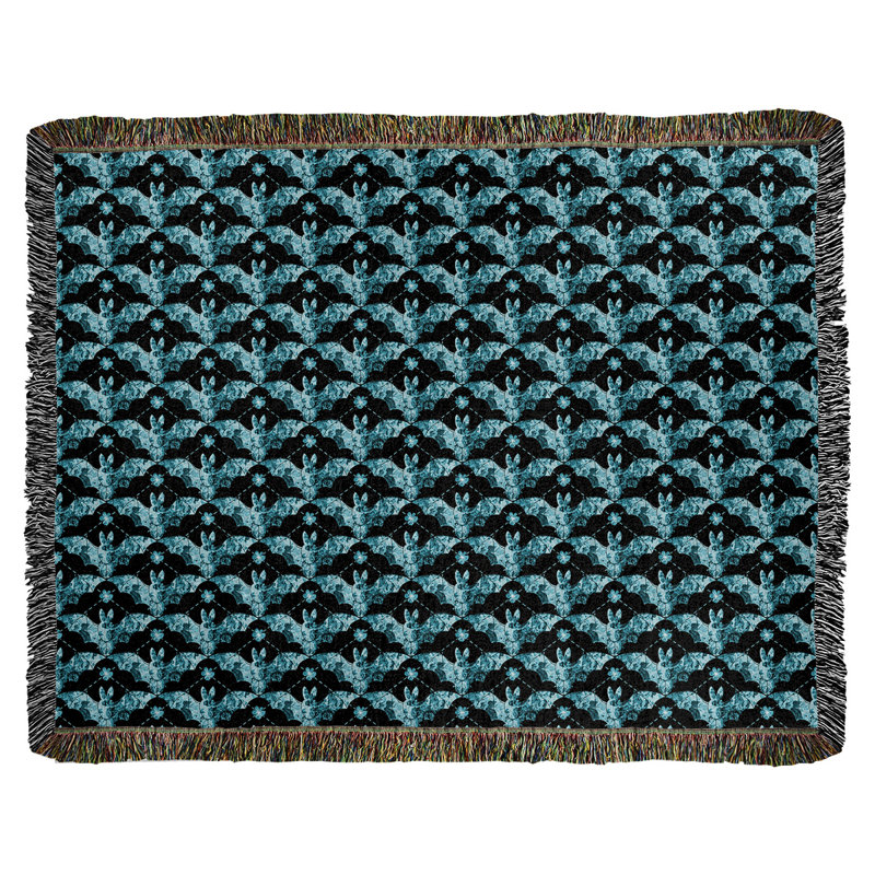 Couverture en coton tissé Katelyn Elizabeth, l 37 po x L 52 po, Bleu sarcelle