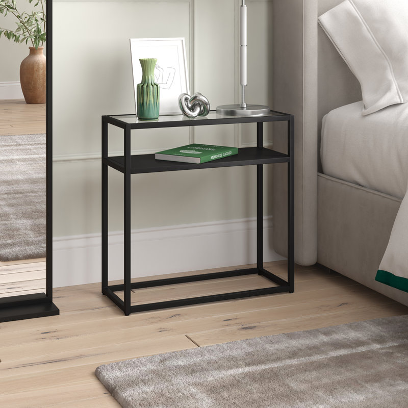 Ada Blackened Bronze Metal & Glass Rectangular Side Table