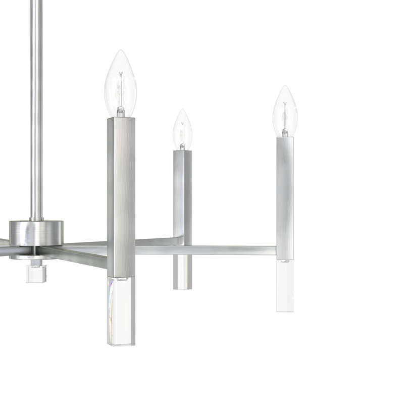 Sunjai 30" Elegant Nickel & Crystal 6-Light Modern Chandelier