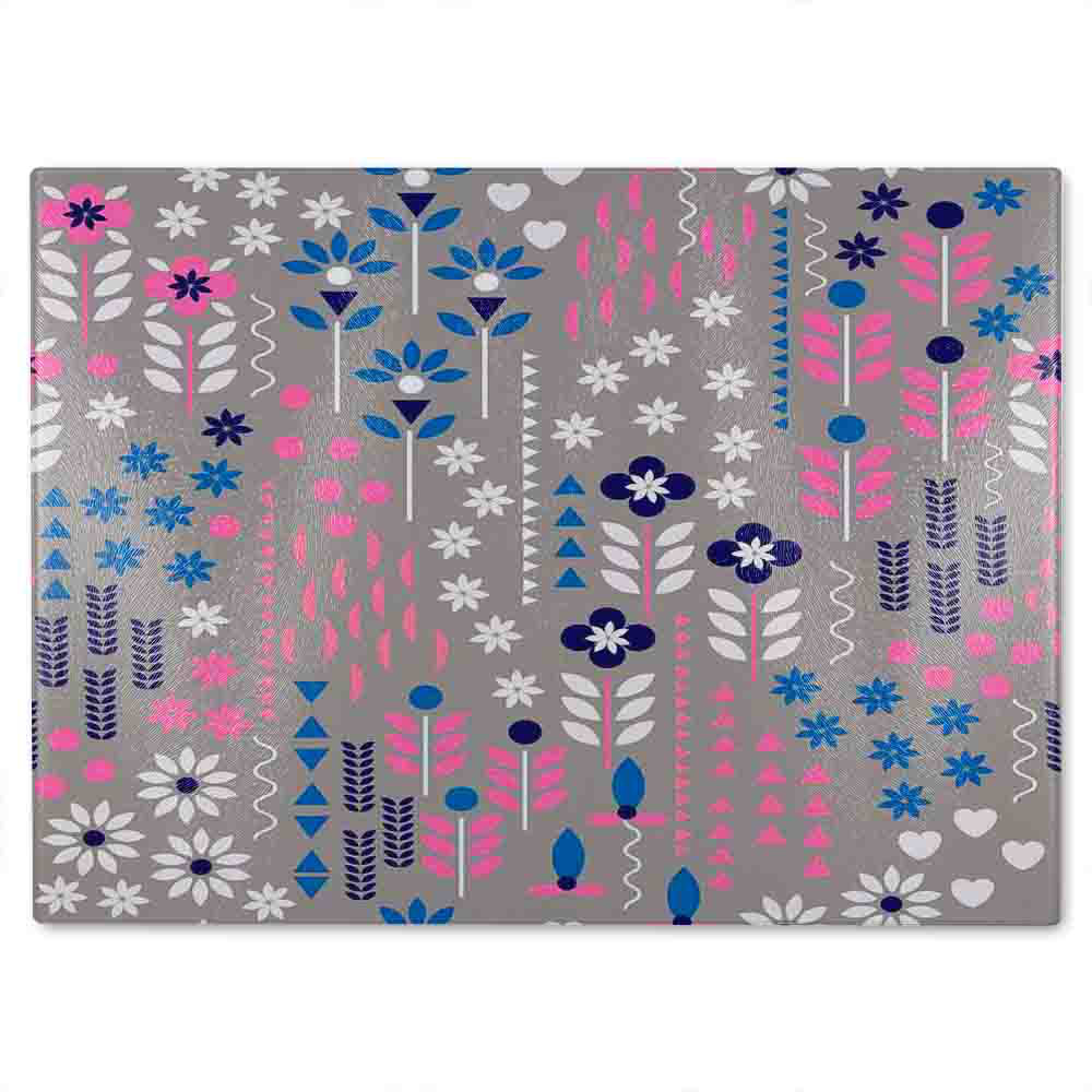 Selection Of Flowers In White Glass Chopping Board