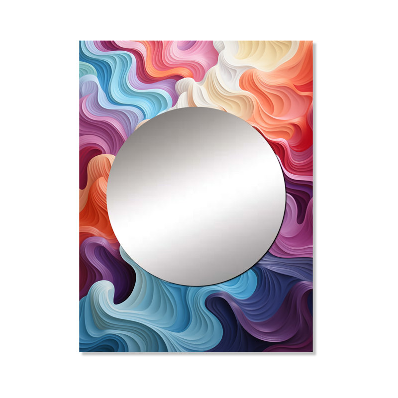 Multicolore Op Art Illusory Profondeur II - Op Art, miroir mural unique, miroir moderne, impression d'art en métal