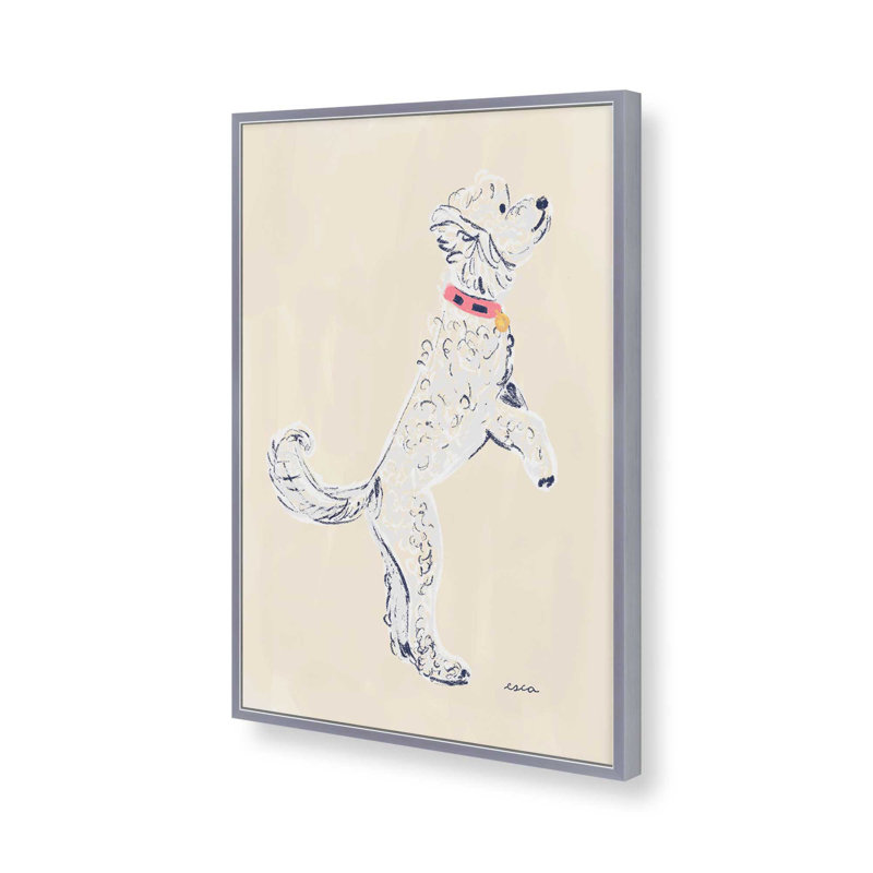 «White Poodle» par Esca Watercolors, reproduction d'art sur toile, Argent argent, 16" H x 12" W
