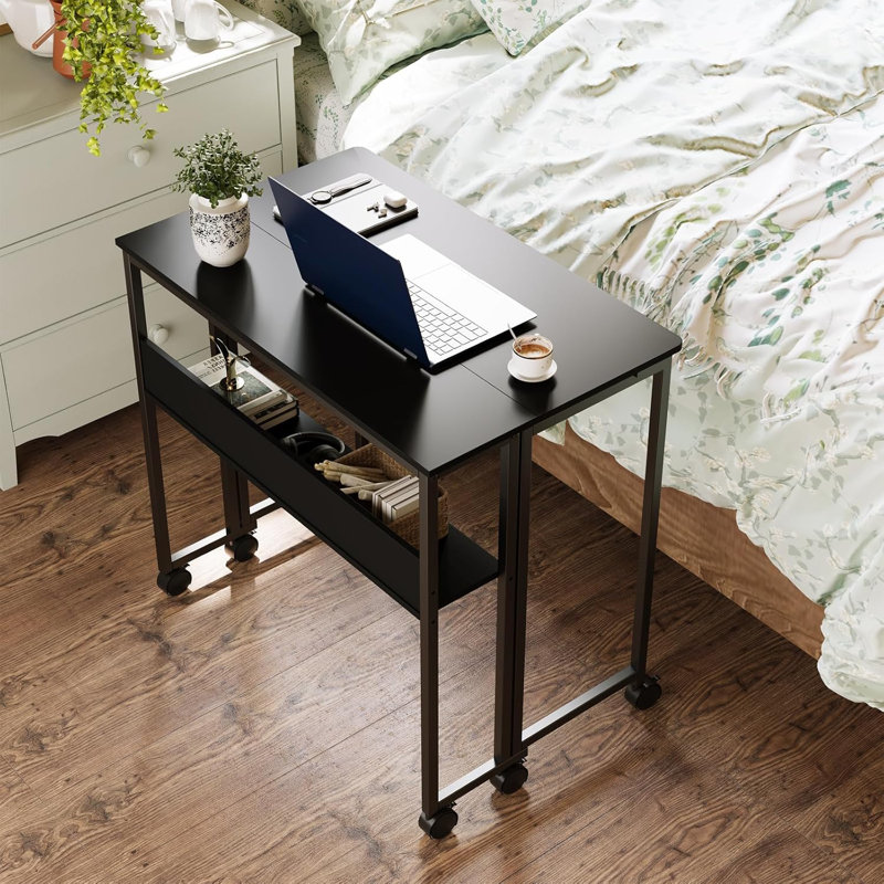 Solid Wood Computer Desk, Black