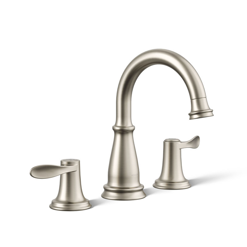 Bellera Widespread Bathroom Sink Faucet, Three-Hole Bathroom Faucet with Clicker Drain, 1.2 GPM, Brushed Nickel