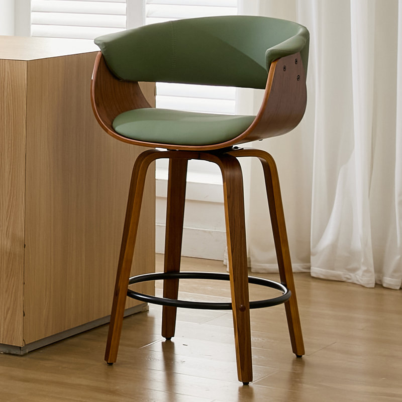 Tabourets de comptoir pivotants modernes de 26 po, îlot de cuisine en bois avec repose-pieds, Green