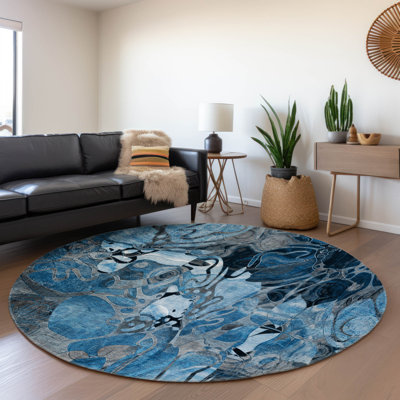 Premium Machine Washable Cerrito AMF558 Blue Rug