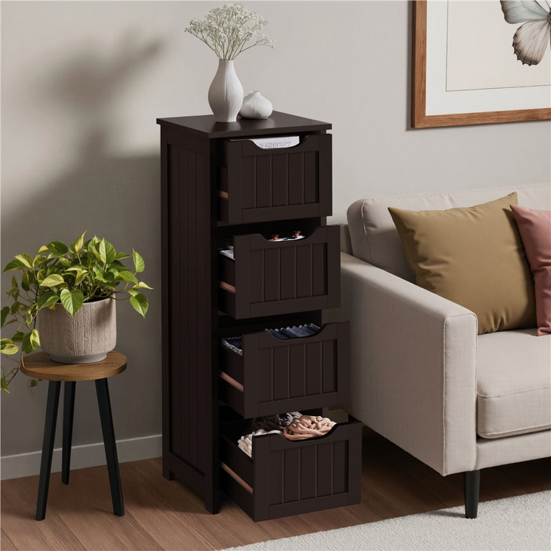 Armoire de salle de bain autoportante l 11,8 po x H 32,3 po x P 11,8 po Auryon, Espresso