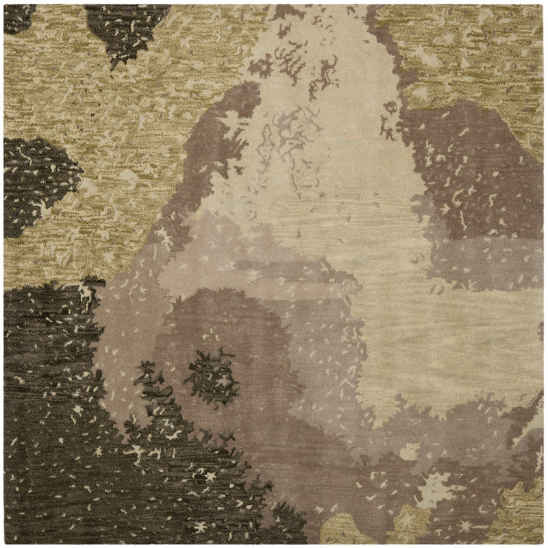 Amier Hand Tufted Wool And Viscose Abstract Rug, Square 6'
