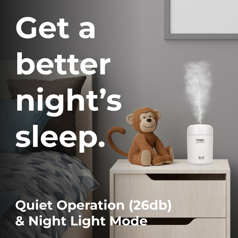 Techko 350 ml Cool Mist Ultrasonic Tabletop Humidifier w/ Colorful LED Night Light